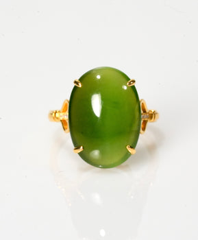 Chatoyant Jade Ring 18K Gold Natural Jade #2816