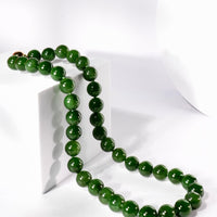 12mm Siberian Jade Beaded Necklace #2400