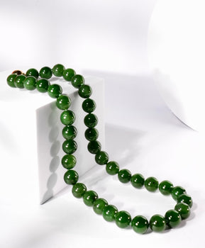 Authentic 12mm Siberian (Russian) Jade Necklace - Premium Grade #2400