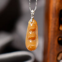 Rich Bean Hetian Jade Pendant  #1268