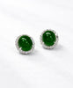 Polar Jade Ear Studs Cabochon 925 Silver Natural Jade #1528