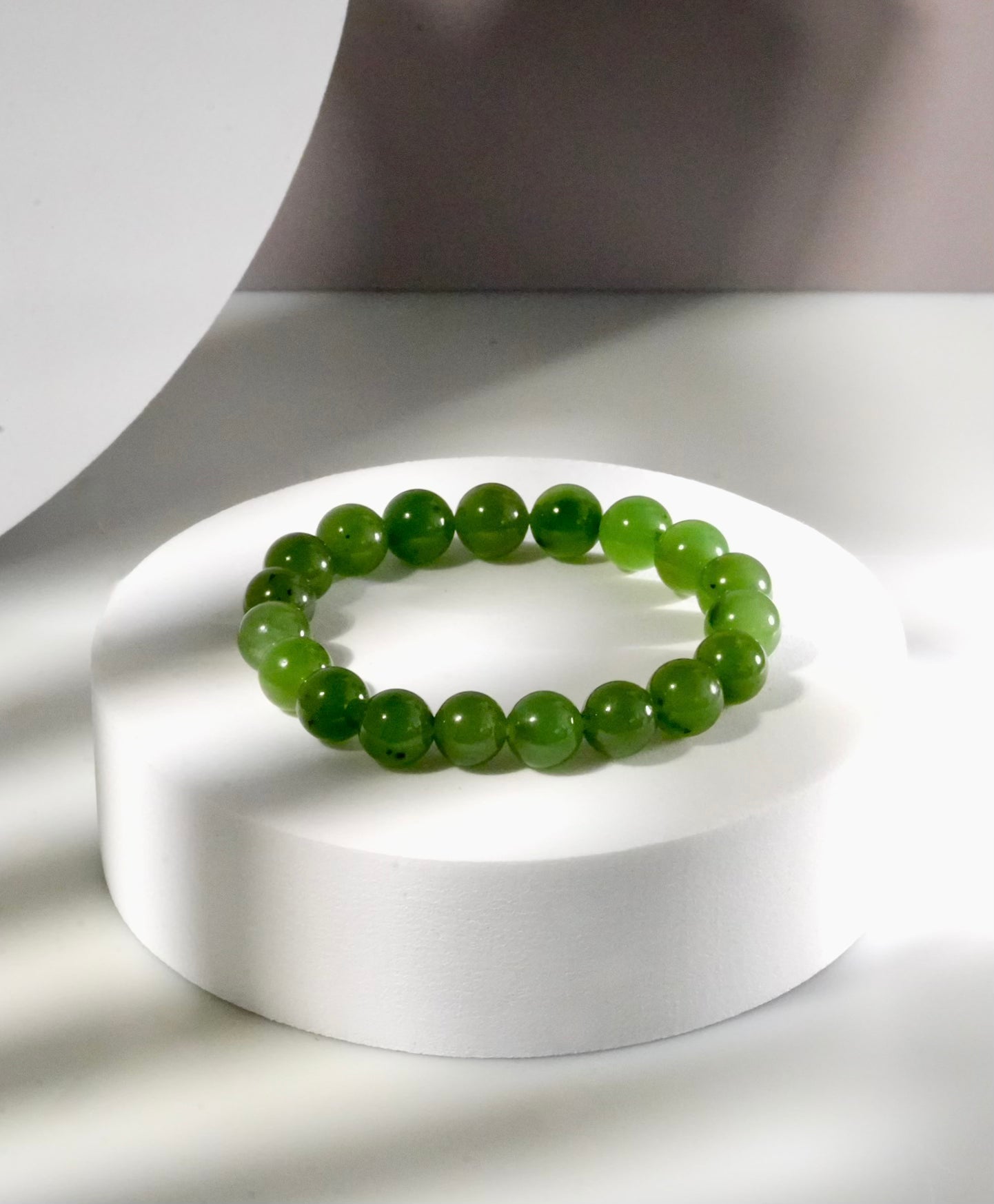 Siberian Jade Beaded Bracelet 9.5mm Natural Jade #2763-2
