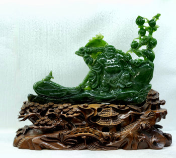 Laughing Buddha Jade Decoration Abundance Natural Jade #3017