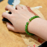 14k 8mm Polar Jade Beaded Bracelet #2587