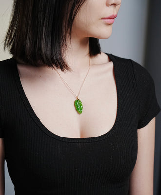 SIBERIAN JADE LEAF PENDANT #1666