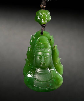 Polar Jade Guanyin Pendant Natural Jade #2774