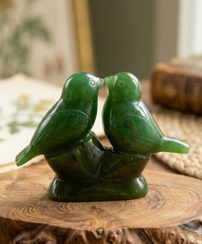 Canadian Polar Jade Love Birds Sculpture Natural Jade Multiple Sizes #2310