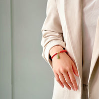 Hetian Jade Gourd Red Carnelian Red Cord Bracelet #1306