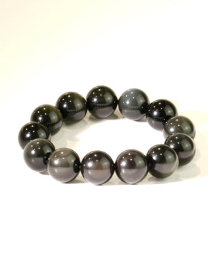 16mm Double Rainbow Eyes Obsidian Bracelet #1849