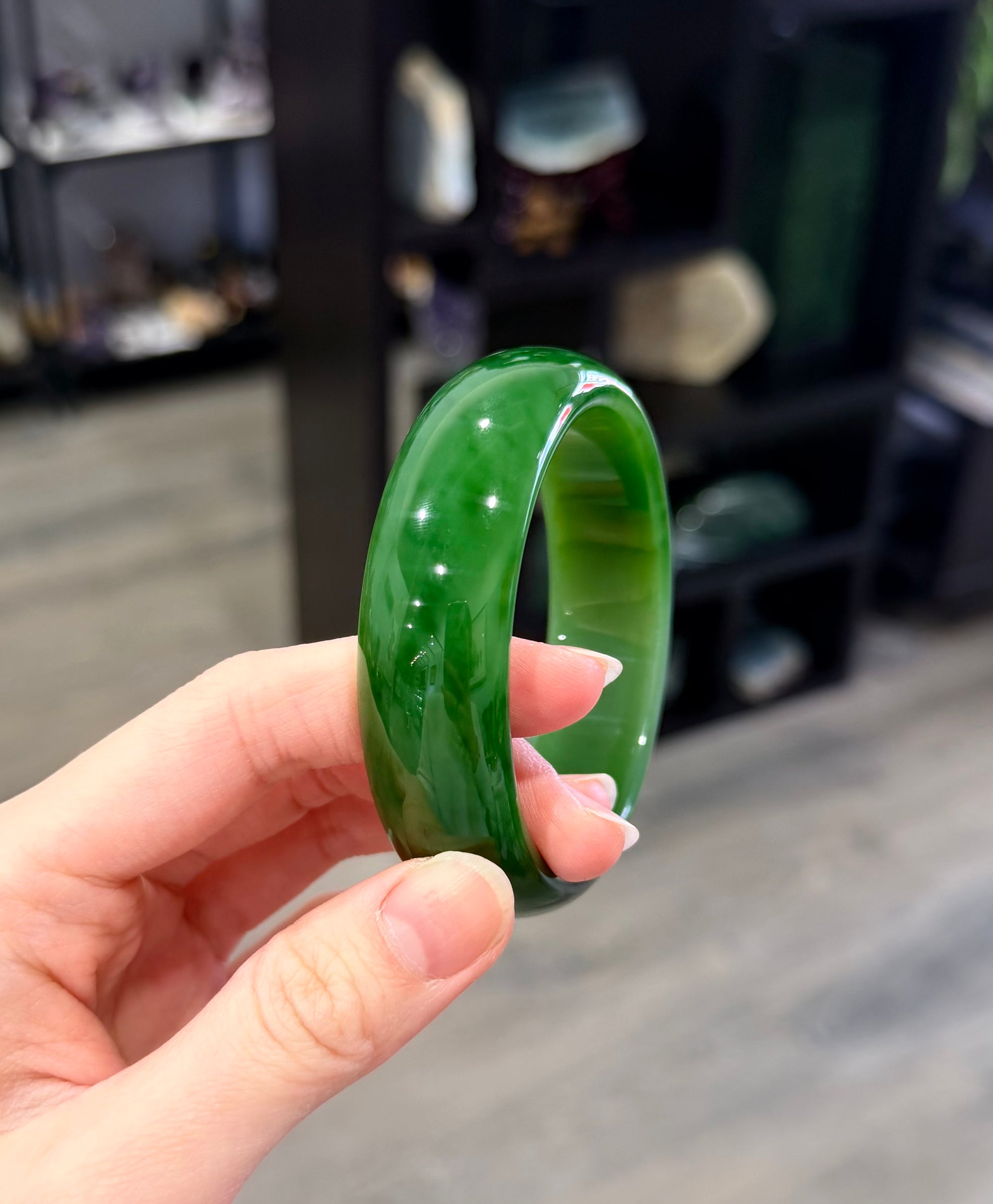 Siberian Jade Bangle Spinach Green Red Skin Natural Jade Bracelet 59mm #1199