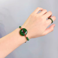 Polar Jade PI Peace Buckle Black Cord Bracelet #2618