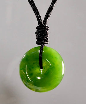 Polar Jade Peace Buckle Pendant Ping An Kou Eternal Protection 35mm Natural Jade #1134