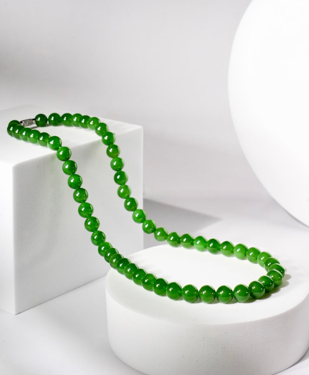 8mm Siberian Jade Beaded Necklace #2530