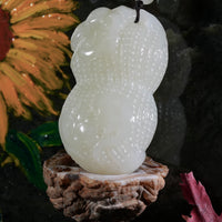 Eternal Bleassing White Jade Peanut Pendant #2652