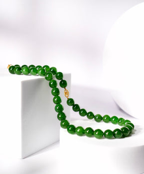 Siberian Jade Beaded Bracelet Necklace 10mm Natural Jade #3027