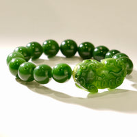 12mm Guardian of Fortune Pixiu Jade Bracelet #1936