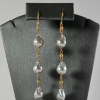 18K Akoya Salt Sea Baroque Pearl Earrings #2663