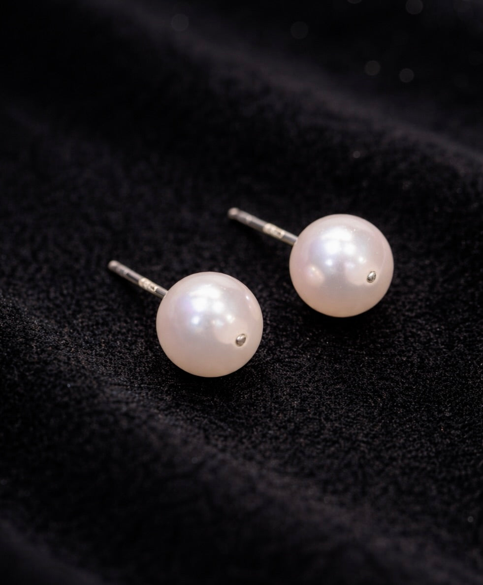 Akoya Pearl Ear Studs 7mm 925 Silver #1455