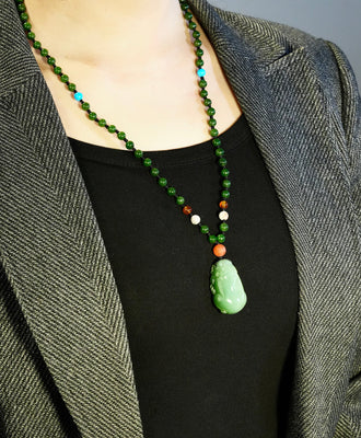 Chatoyant Siberian Jade Pixiu Necklace #1663