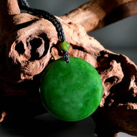 Siberian Jade Safe and Sound/Peace Round Pendant #3076