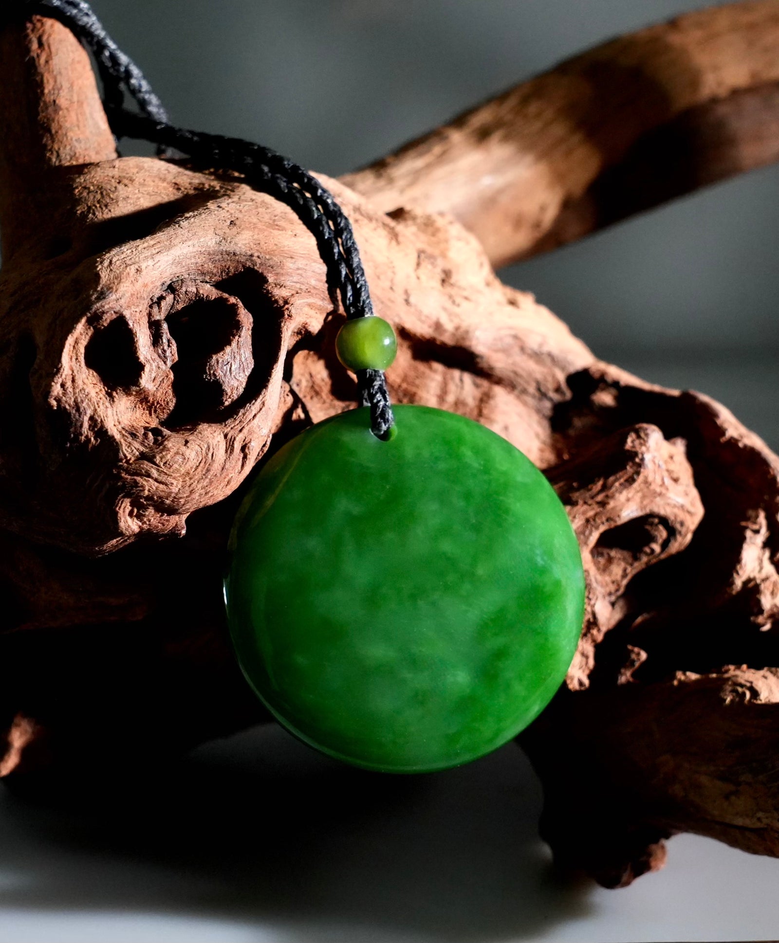 Siberian Jade Safe and Sound/Peace Round Pendant #3076