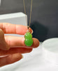 Siberian Jade Gourd Pendant Wulu Pendant 18K Gold Natural Jade 28mm #1544