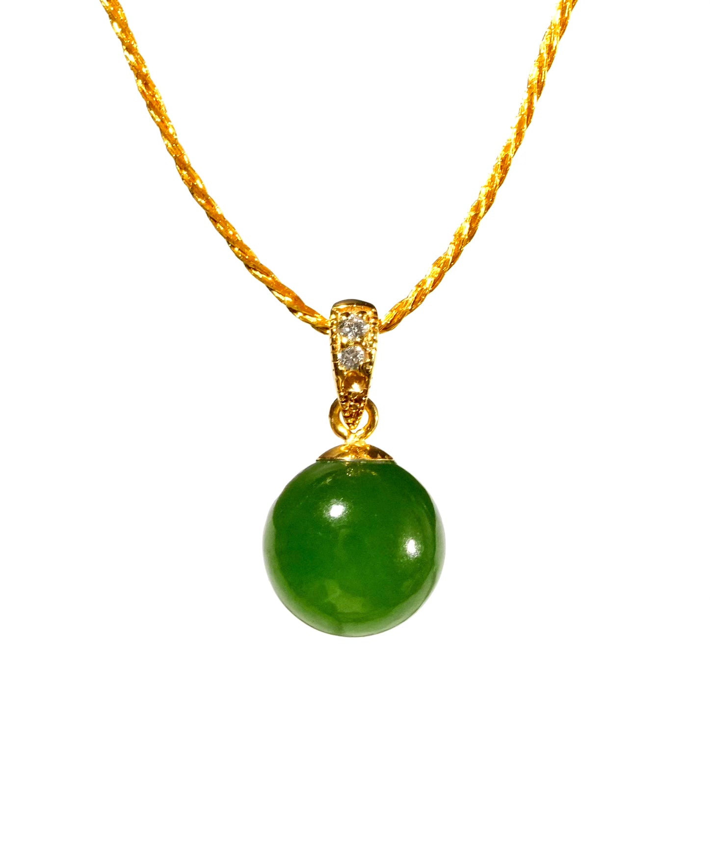 14K Siberian Jade Bead Pendant #3061