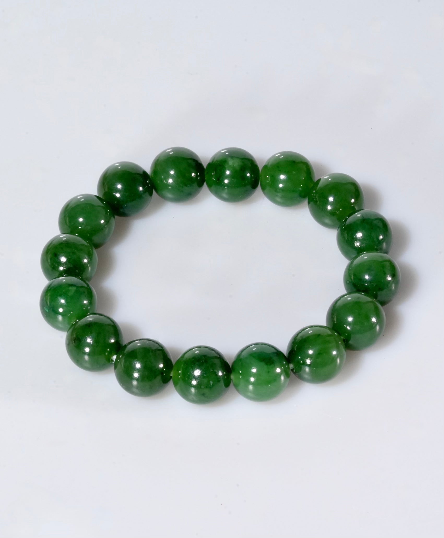 12mm Canadian Jade Beaded Bracelet #3078