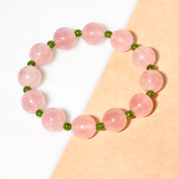 Spring Bloom Polar Jade Rose Quartz Pink Crystal Bracelet #3063