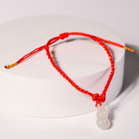 Hetian White Jade Gourd Red Cord Bracelet #1609