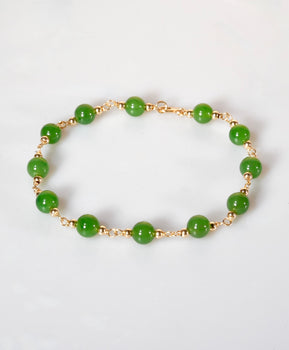 Polar Jade Beaded Bracelet Starry Design 6mm Natural Jade #2402