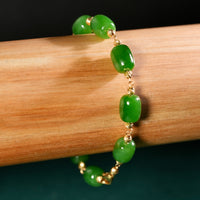 14k Siberian Jade Starry Beaded Bracelet #2417