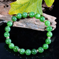 14k 8mm Polar Jade Beaded Bracelet #2574