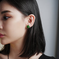 CANADIAN JADE ROUND EARRINGS  #2251