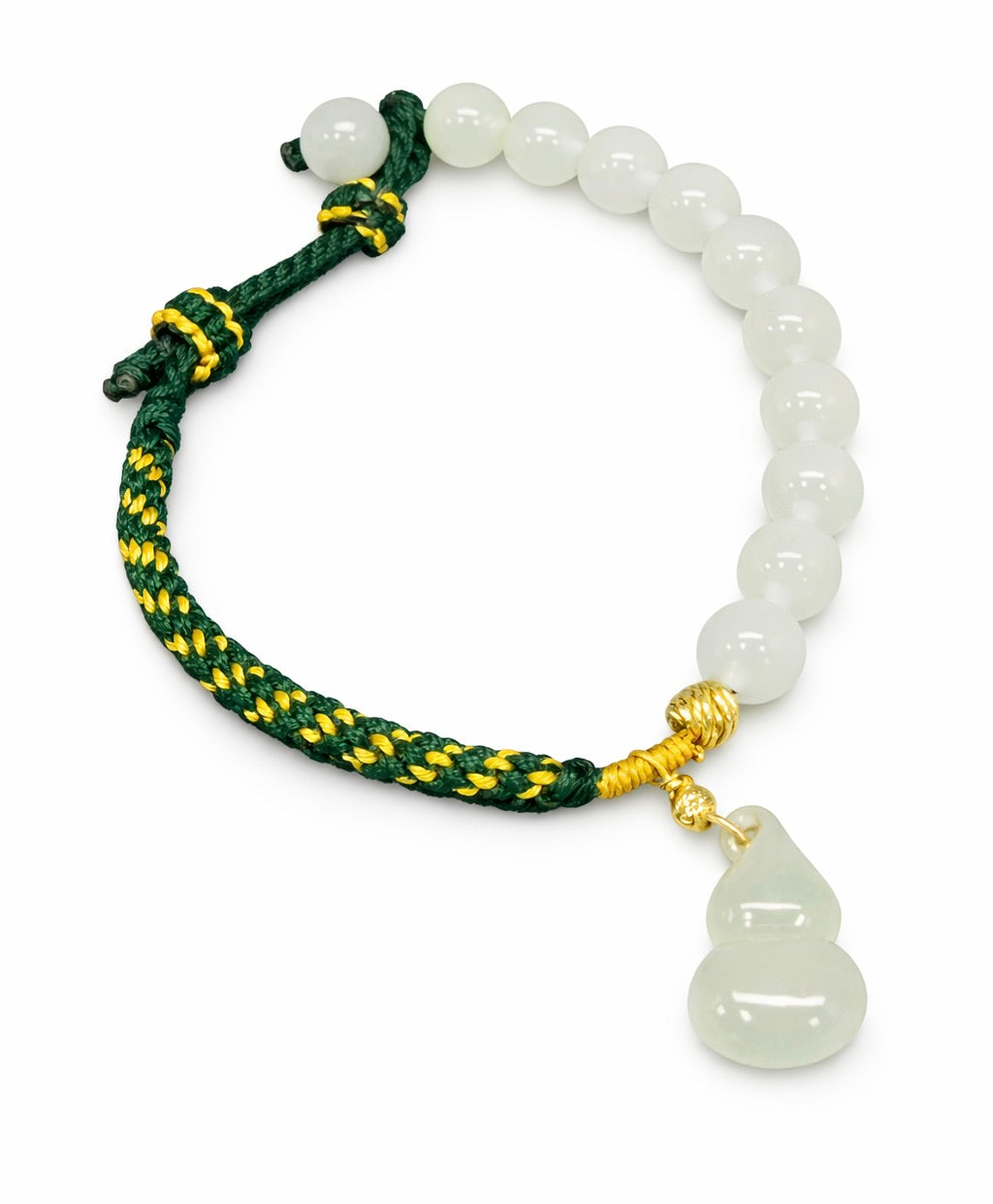 Hetian Jade Gourd Bracelet Green Cord Natural Jade #1355