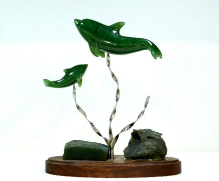 Sea Harmony Jade Dolphins Decoration