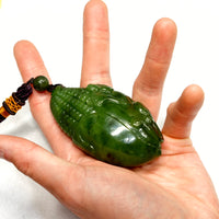 Hand Carved Corn and Monkey Jade Palm Piece #1458