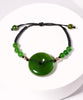 Polar Jade PI Peace Buckle Black Cord Bracelet #2618