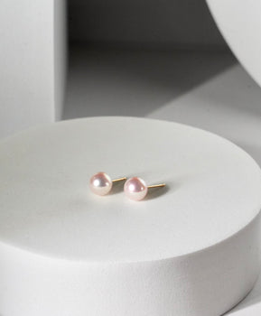 Akoya Pearl Ear Studs 14K Gold Natural Pearl #2957