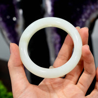 Mutton Fat White Jade Bangle 56.5mm #875