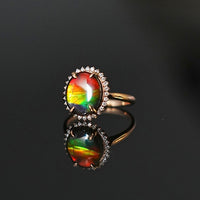 18K AMMOLITE DIAMOND RING #2199