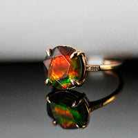 18K AMMOLITE DIAMOND RING #2090