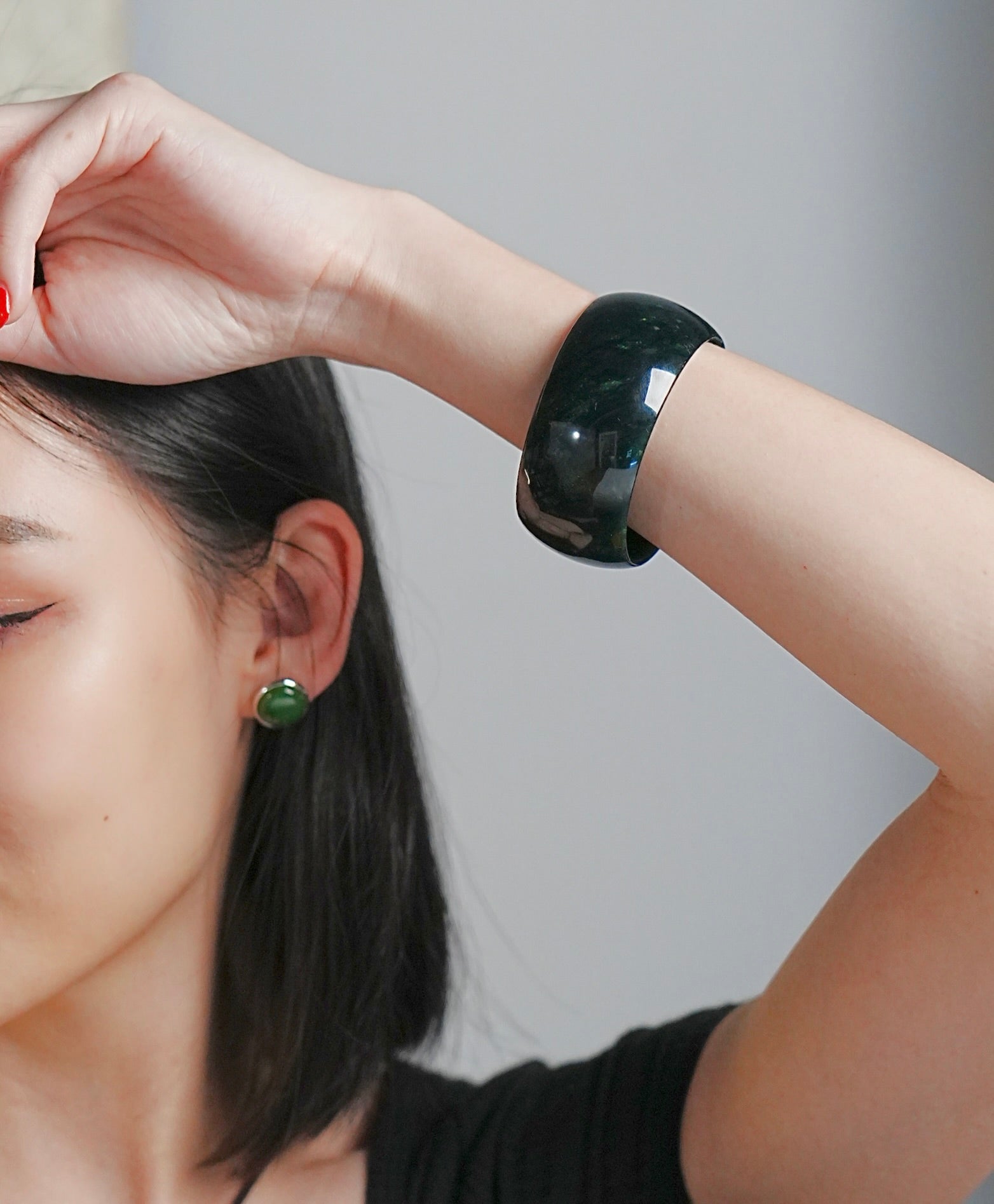 Wide Band Thin Jade Bangle