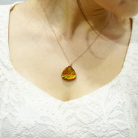 18k Heart Shaped Ammolite Pendant #1973