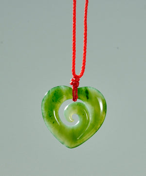 JADE HEART KORU PENDANT  #1316