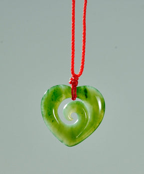 Jade Pendant Heart Koru Design Natural Jade #1316