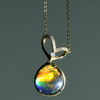 18k Ammolite Earring and Pendant Set #1823