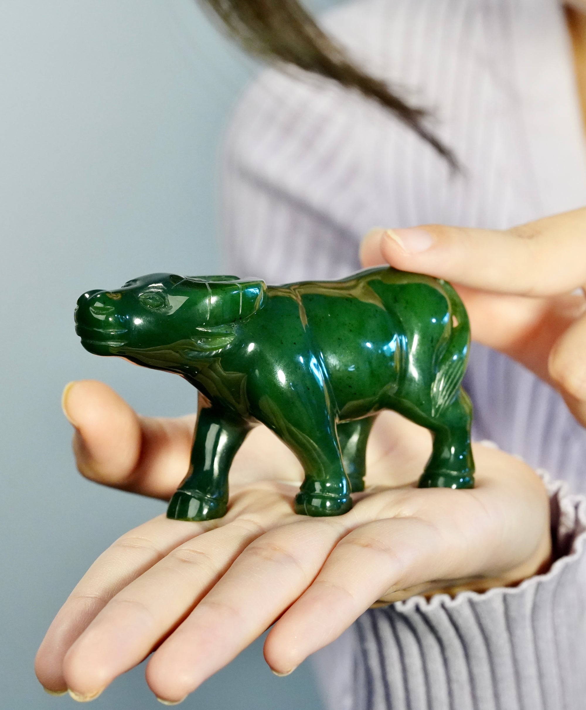 Hand Carved Jade Animal - Buffalo #2308