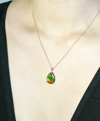 18k Ammolite Waterdrop Pendant #2081