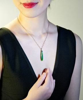Canadian Polar Jade Pendant Long Teardrop Design Natural Jade 39mm #1095